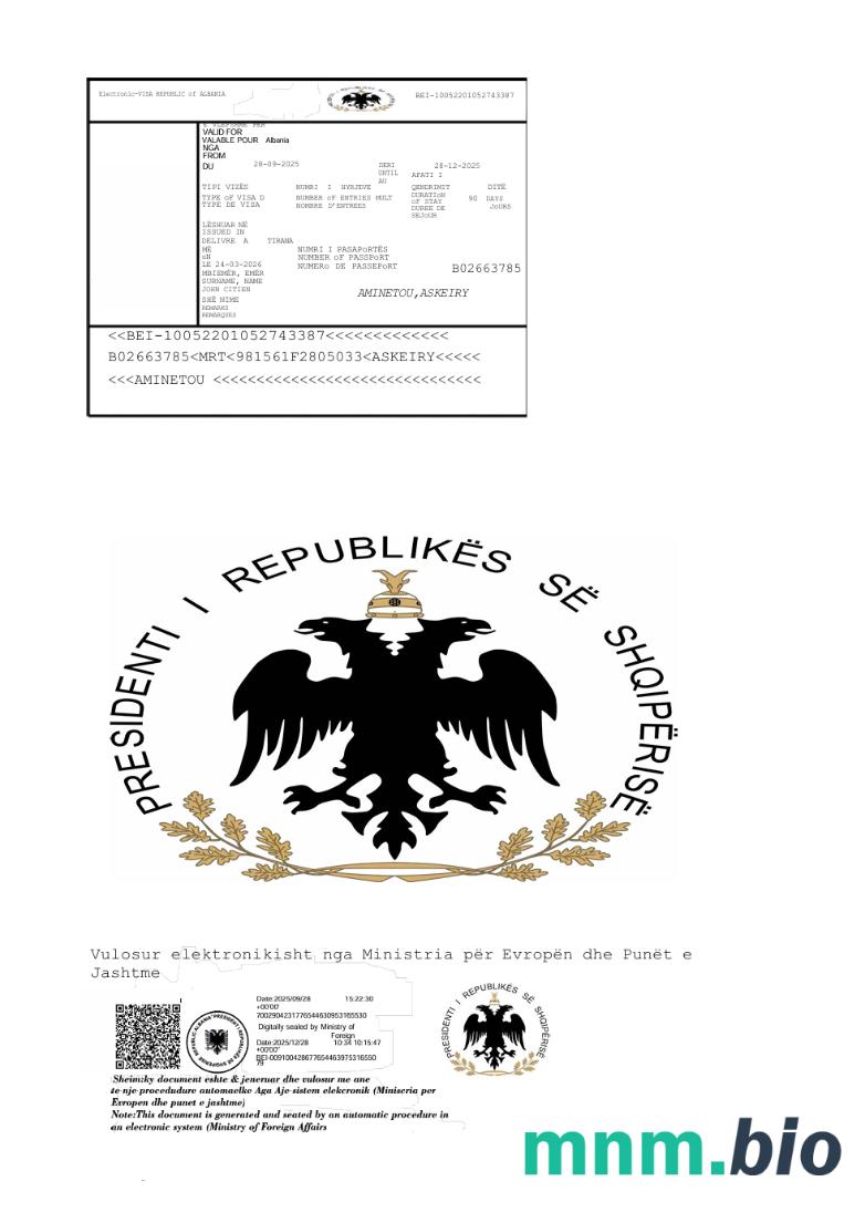 Szablon e-visa do Albanii w wersji 3